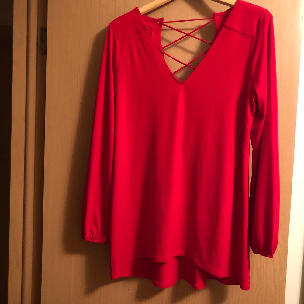 Red Criss Cross blouse!